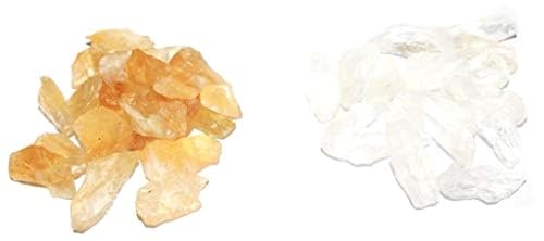 Image of Natural Healing Rough Crystal Gemstones Combo: Citrine And Clear Quartz Stones