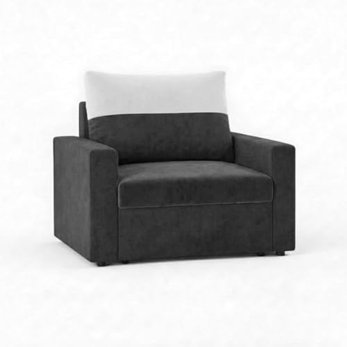 Image of SOCOZI Enrique 1 Seater Sofa Cum Bed | Soft Velvet Suede Fabric | Modern Convertible Design | Plush Comfort Seating for Living Room (Dark Gray)