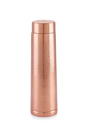Image of ATTRO Satveda Copper Bottle Design Boosts Immunity Leakproof & Lightweight |Anti-Bacterial, BPA Free with Secure Cap for School, Travel, Gym & Work 1000ml Carving