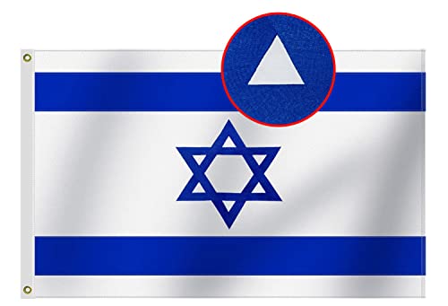 Heavy Duty Israel Flag 3x5 Ft-Longest Lasting Oxford Nylon 210D | Embroidered Stars | Four Rows Stitching Fly Ends|Israeli Flags Decoration Gift Yard House Banner