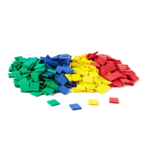 Generic Mathworld Plastic color Square Tiles Counters Chips Tokens 100 pcs Mathematics Counting Montessori Manipulatives Early Education Learning kit for Kids in preschool Multicolor