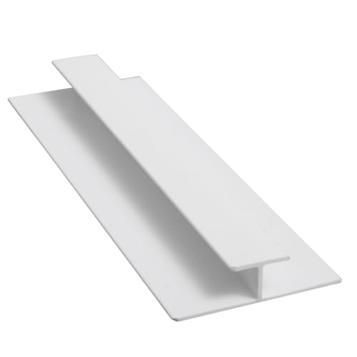 Image of Built Right Shower Splash Panel Trims, Bathroom Cladding Trim, End Cap, Internal, External, H & L Trim, 2400mm, 10mm (White, H Trim)