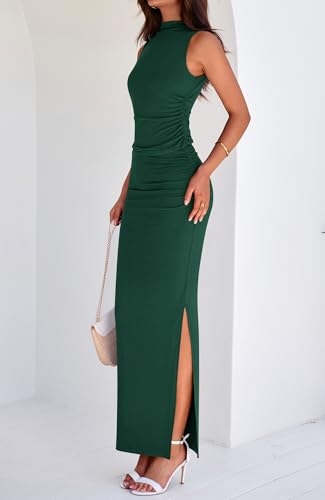 BTFBM Summer Two Piece Skirt Set for Women 2025 Dressy Lightweight Sleeveless Knit Top Going Out Split Maxi Skirt Set