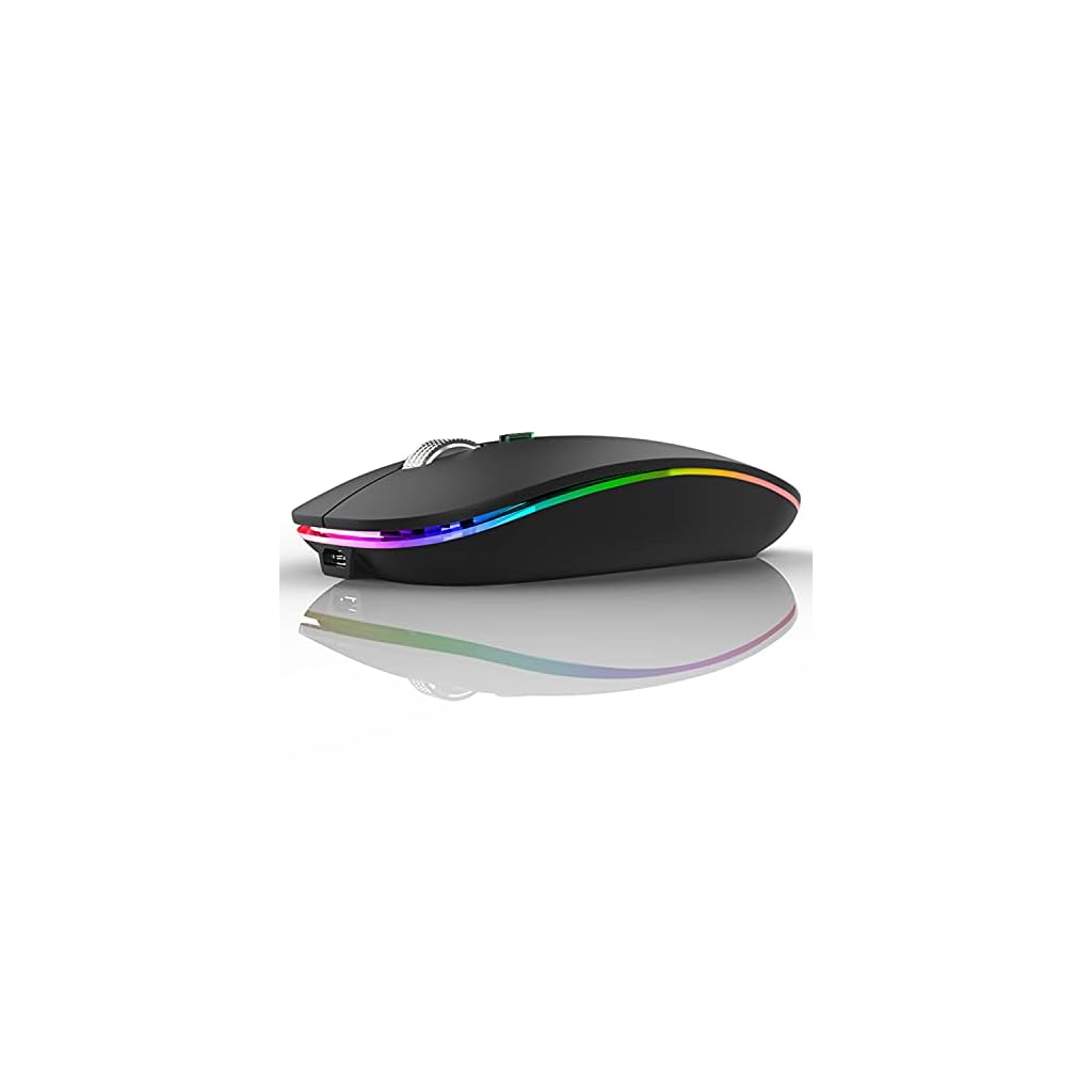 Uiosmuph-LED-Wireless-Mouse-G12-Slim-Rechargeable-Wireless-Silent-Mouse-24G-Portable-USB-Optical-Wireless-Computer-Mice-with-USB-Receiver-and-Type-C-Adapter-Matte-Black