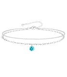 Avotto Tobilleras de plata de ley S925 para mujer, impermeables, con piedra natal Pandent, tobilleras ajustables de oro, joyería de regalo para mujer, One Size, Plata, Circonita cúbica
