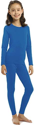 ViCherub Girl’s Thermal Underwear Set Kids Long Johns Fleece Lined Base Layer Top & Bottom Thermals for Girl Black Medium