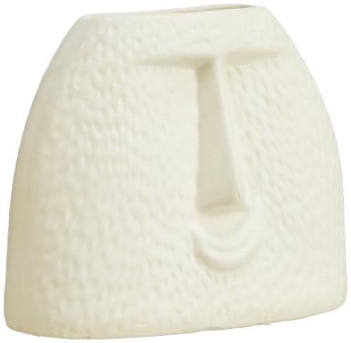 Image of Amazon Basics Handcrafted Ceramic Face-Shaped Vase for Quirky Home Decor Statement - Pack of 1, White