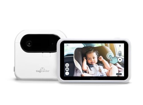 Image of Tiny Traveler Baby Monitor - Tiny Wireless Basic Kit (TT002PBW) with Power Bank - Wireless Baby Car Monitor Camera, 8 Hours Power Bank, Night Vision, Video Record & Share, 5" Touchscreen LCD - White