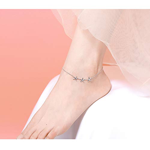 Image of S925 Sterling Silver Anklet for Women Adjustable Plus Foot Ankle Bracelet