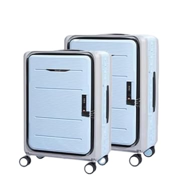 Image of Kuber Industries Luggage Bag | Trolley Bags for Travel | Collapsible Luggage Bag | Travelling Bag | Trolley Bags for Suitcase | Lightweight Luggage Bag | 24 Inch | Blue & Gray