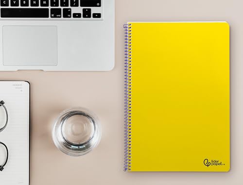 Liderpapel Notizbuch mit Spiralbindung, A4, Softcover, 80 h, 75 g, kariert 4 mm, mit Rand, gelb