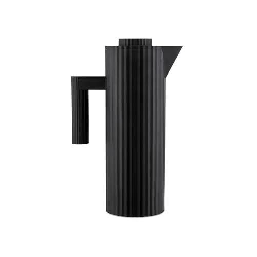 Alessi Plissé MDL12 B - Caraffa Termoisolante di Design con Vetro Termico Interno a Doppia Parete, in Resina Termoplastica, 100 cl, Nero