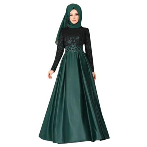 callmo Muslimisches Abendkleid FüR Damen Solide Einteiler Volle Abdeckung Lose Gebet Kleid Mit Kapuze Spitzenbluse Islamische TüRkische Dubai Stil...