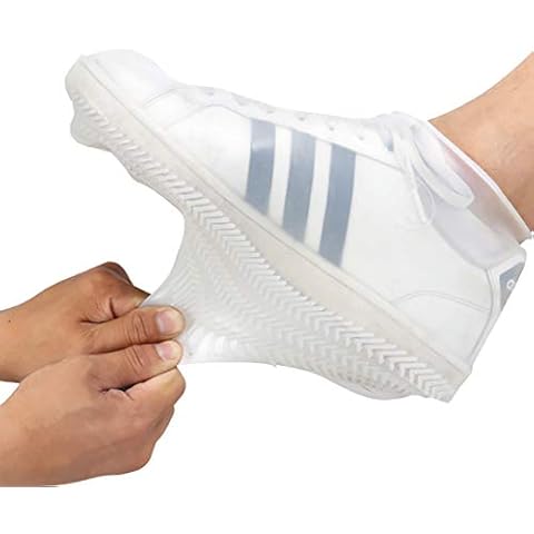 TAKUSHI HF Reusable Waterproof Boot and Shoe Covers, Silicone Rubber Non Slip Rain Snow Overshoe Foldable Galoshes for Men Women(Transparent,M) Cover