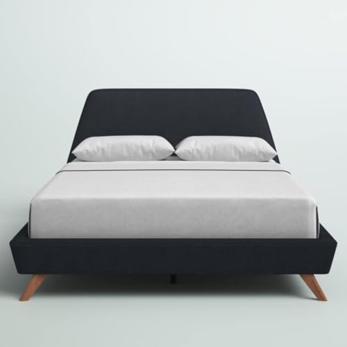 Image of Upholstered Beds | Bed Queen Size | Bed for Bedroom, Living Room | Wooden Bed Queen Size | Bed Without Storage | Mattress not Included | Fabric Color:- Dark Grey