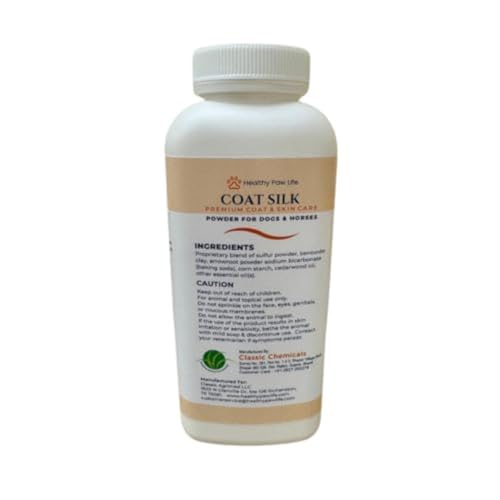 Healthy Paw Life Coat Silk - Canine and Equine Dry Powder | Alleviate Odors and Itchiness | Relieves Rain Rot and Sweet Itch | Holistic Remedy and Soothing Formula | for Dogs and Horses