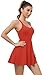 JAFINSY Womens Workout Tennis Dress with Built in Shorts and Bra Athletic Golf Activewear for Exercise Rose Red X-Large