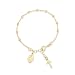 Miabella 18K Gold Over Sterling Silver Italian Rosary Cross Bead Charm Link Chain Bracelet for Women Teen Girls, Adjustable 6-7 or 7-8 Inch 925 Made in Italy (6" to 7")