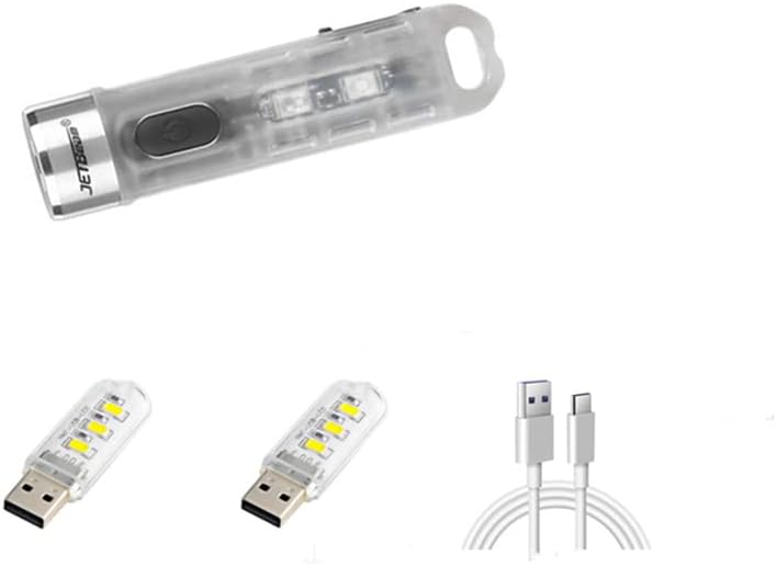 JETBEAM MINI ONE SE flashlight and a USB Type-C charging cable.