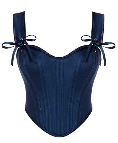 Scarlet Darkness Renaissance Costume Women Pirate Peasant Medieval Viking Corset Tops Navy Blue Size 16