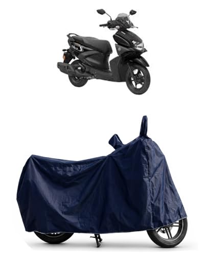 Image of Shield Heavy Duty Scooty Cover for Yamaha ray Zr 125 | All-Season, Tear-Proof Fabric | with Side Mirror Pocket & Buckle Belt | Yamaha ray Zr 125 Scooty Cover (Blue)