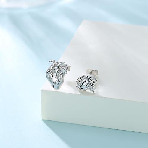 OHAYOO Skull Earrings 925 Sterling Silver Skeleton EarringsSkull Hand Stud Earrings Rock Gothic Jewelry Gifts for Men and Women,for Hallloween Party Cosplay2