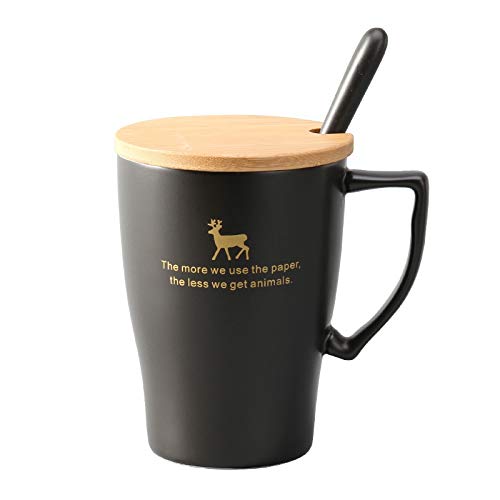 Tasse en céramique éléphant noire 400ml pour café et lait