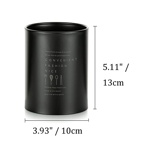 Gebruiksvoorwerp Houder Bestek Pot Keuken: Roestvrij Staal Zwart Gebruiksvoorwerp Jar Vintage Nordic Stijl Bestek Caddy Duurzame Opbergcontainer Bestek Organisatoren Met Mat Oppervlak Bespaar Lade Aanrecht Ruimte - Image 8