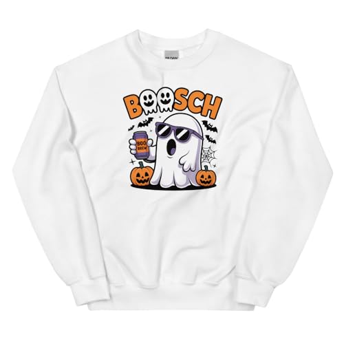 BOOSCH Funny Halloween Sweatshirt – Cool Ghost & Beer Pullover for Spooky Season