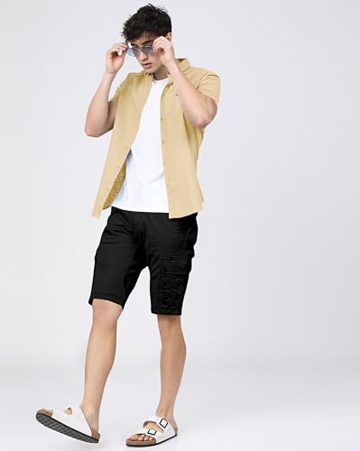 Image of BRUCEWANE Men's 100% Cotton Half Sleeve Shirt