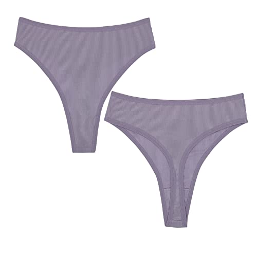 Amwounu High Waisted Cotton Thongs Underwear For Women Breathable Sport Athletics Panties High Rise Plus Size Multipack #TOP4