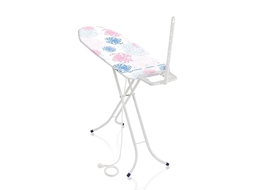 Leifheit Table à repasser Classic M Basic Plus, planche à repasser compacte & pliante 120 x 38 cm, table repassage réglable en hauteur avec repose fer fixe, guide-fil et prise