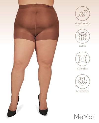 MeMoi Plus Size Curvy Ultra Sheer Control Top Pantyhose 5