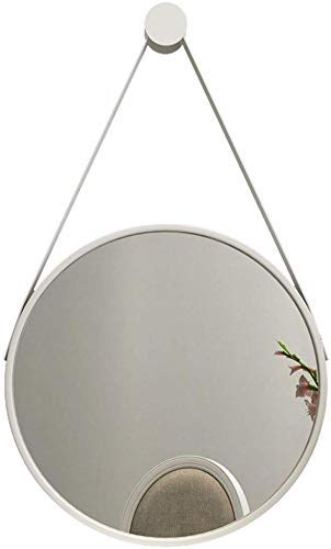 ZD-DZ European Wrought Iron Wall Hanging Mirror Creative Round Mirror Dressing And Dressing Bathroom Mirror (color : White, Size : 40cm)