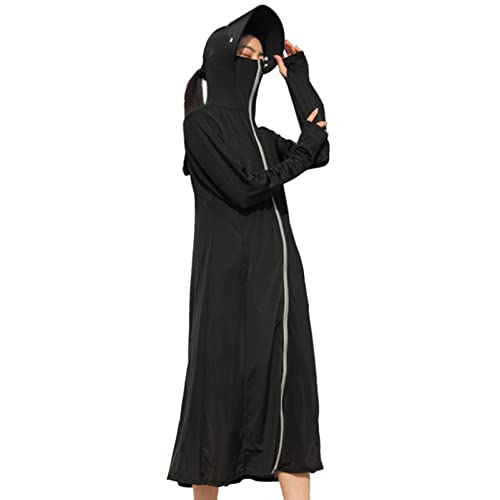 QYANPEN UPF 50+ Sonnenschutz-Kapuzenpullover, lange Jacke, UV-Schutz-Shirts für Frauen, Sonnenjacke, leichte, schnelltrocknende UV-Jacke, Sonnenschutz-Kapuzenpullover