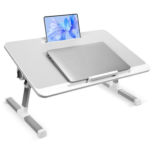 FOYTOKI Adjustable Laptop Desk for Bed Portable Lap Desk Tabletop - Strips and Rounded Edges for Home Study and Work Couch Sofa
