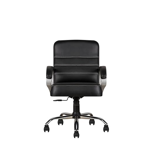 Image of CELLBELL C99 Apex Ergonomic Mid Back Executive Boss Chair for Home & Office | Premium Leatherette Revolving Computer Chair with Thick Cushion Seat, Soft Armrests & Height Adjustment (Full Black)