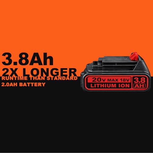 Upgraded 3.8Ah 20V LBXR20 Lithium Battery Replacement for Black and Decker 20V Lithium Battery LBD2020S LBXR20 LBXR2020APB LBXR2020-OPE LBXR2015S LBXR2020 LB2X4020 LB2X4020-OPE High Capacity (2 Pack)