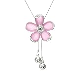 HSQYJ Crystal Long Necklaces for Women Adjustable Rhinestone Flower Necklaces for Women Fashion Sweater Statement Jewelry for Women Gift (Pink)