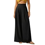 Women's Casual Comfy High Waist Straight Pant 2026 Fashion Baggy Trousers Wide Leg Lightweight Pants with Pocketes Black
