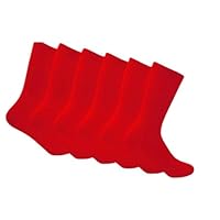 ITRAT 6 Pairs Children's School Socks Kids Boys Girls Back to School socks Cotton Rich Plain Ankle Multipack School Socks (9-12 Red)