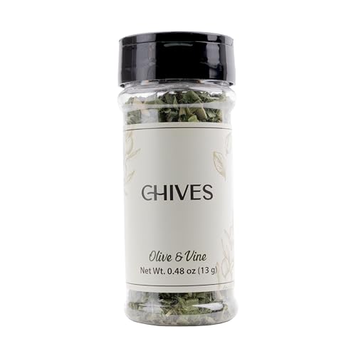 Olive & Vine Chives, Fresh & Mild Flavor, Seasoning for Soups, Salads, Omelets, Rich Tradition, Authentic Taste, For Global Recipes (0.48 Ounce)