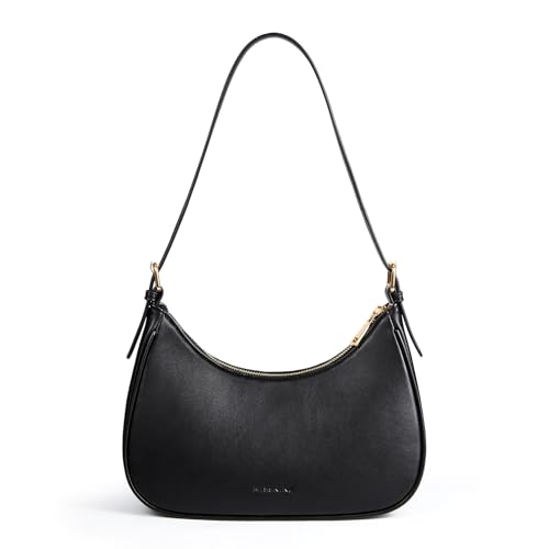 Missnine Purses for Women, Shoulder Bag Small Handbags Vegan Leather Underarm Bags Trendy Hobo Cute Clutch Purse with Adjustable Strap, Black