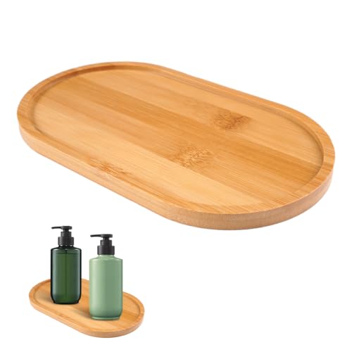 Bandeja de Bambú para el Baño 18.5 x 10.5 cm, Bandeja Madera Pequeña, Plato de Madera té Pequeña para Pan, Postre, Café y Pasteles, Cosméticos, Velas, Perfumes y Joyería