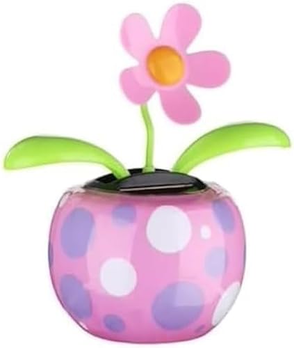 Solarbetriebene, tanzende rosa Blume in bunter Form, Klappklappe, animiertes Wackelkopf-Tänzerfenster, solarbetriebenes Spielzeug, Sonnenfänger, Auto-Armaturenbrett-Dekoration, Solar-Strom-Kits