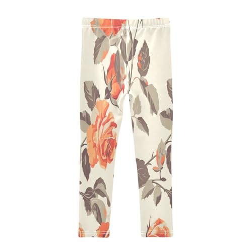 Bolaz Toddler Girls Leggings Printed Yoga Pants Leggings Red Rose Grey Leaves for Kids2
