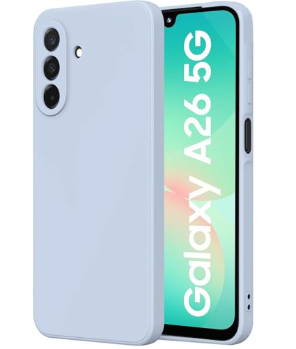 Image of DIZORO Microfiber Candy Case for Samsung A26 5G Smooth Touch Cushion Liquid Soft Silicone Gel Rubber Phone Cases Non-Slip Full Body Protective Shockproof Back Cover (Carolina), Blue