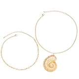 Lurrose Collar de metal con colgante de concha para mujer, accesorio elegante para eventos glamorosos y vacaciones