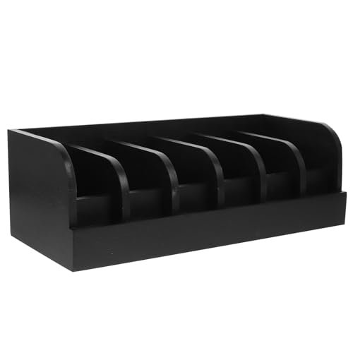 Caja negra de 6 compartimentos para cinturones y organizador de superficie liso