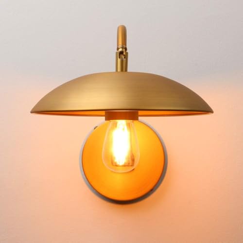 Image of Pathson Adjustable Wall Sconce, Industrial Swing Arm Wall Lamp Hardwired with Metal Base, Retro Indoor Wall Light Fixtures Decor for Hallway Bedside Living Room (Brass 2-Pack)